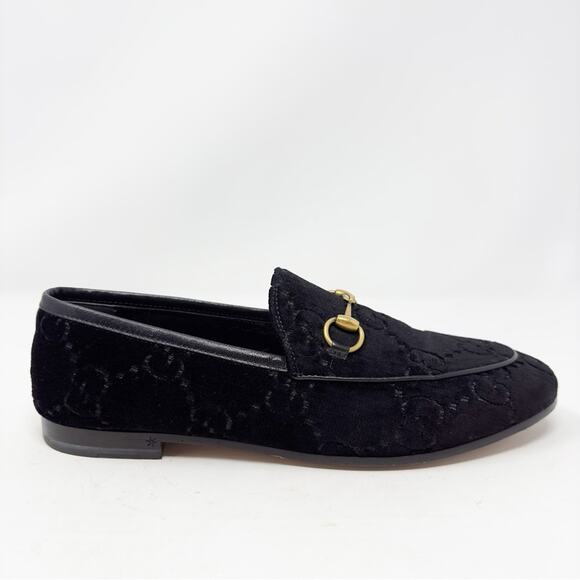 Gucci Jordaan GG Horsebit Velvet Loafers Flats - Picture 6 of 13